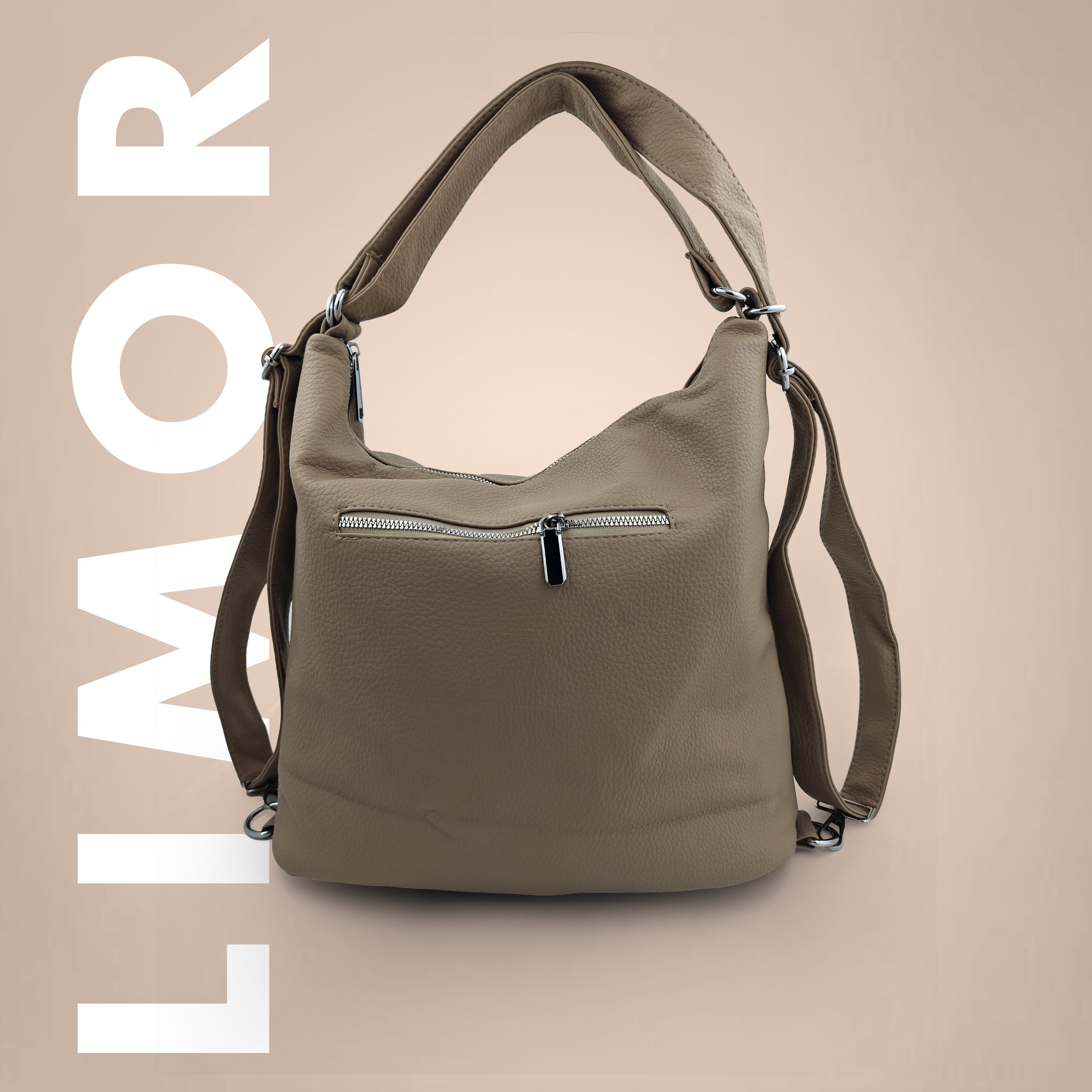 Limor Genuine Leather Luxury Women Tote Bags And Bagpack Front Pocket