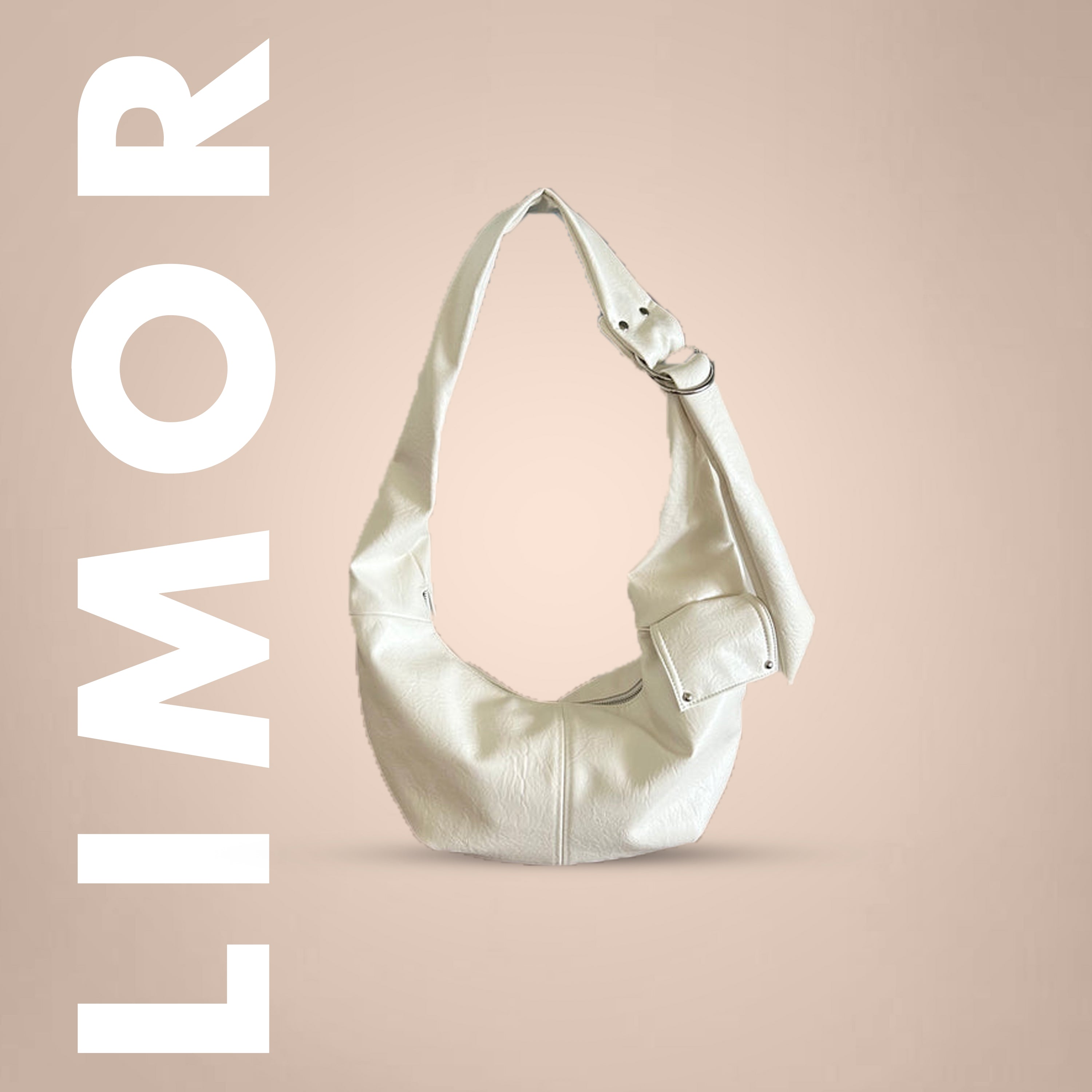 Metal Buckle Curved Hobo Bag