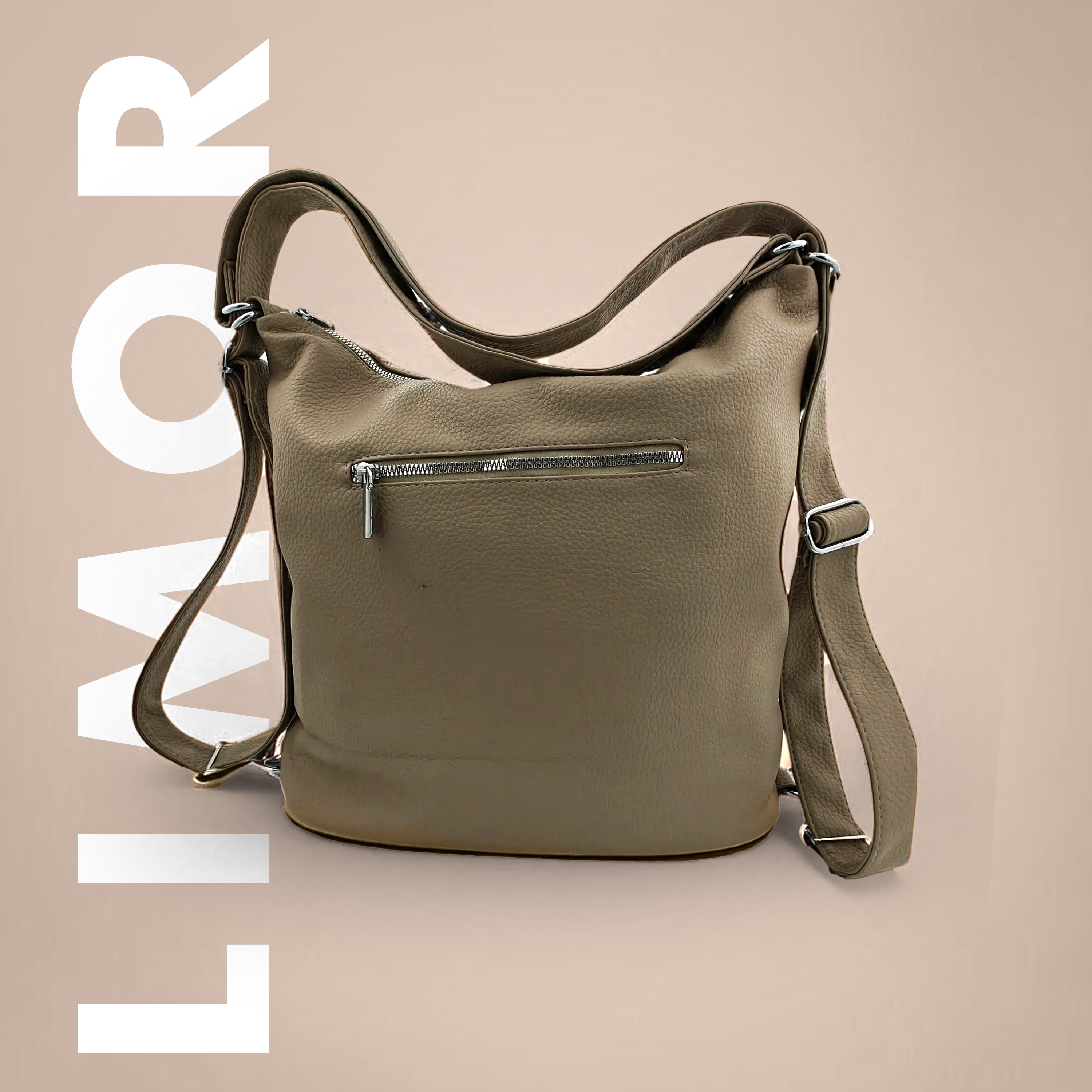Limor Genuine Leather Luxury Women Tote Bags And Bagpack Front Pocket
