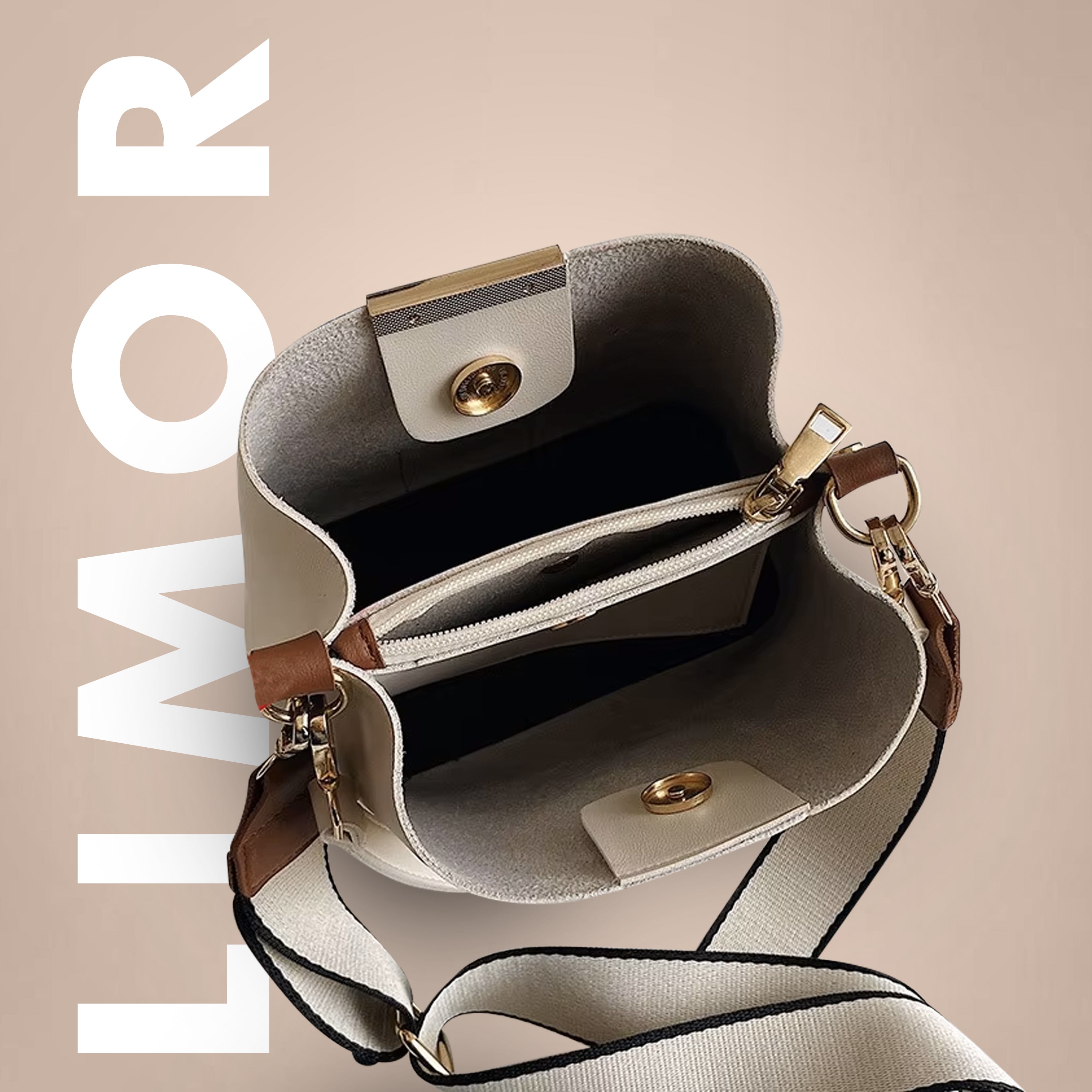 Designer Leather Bucket Bag