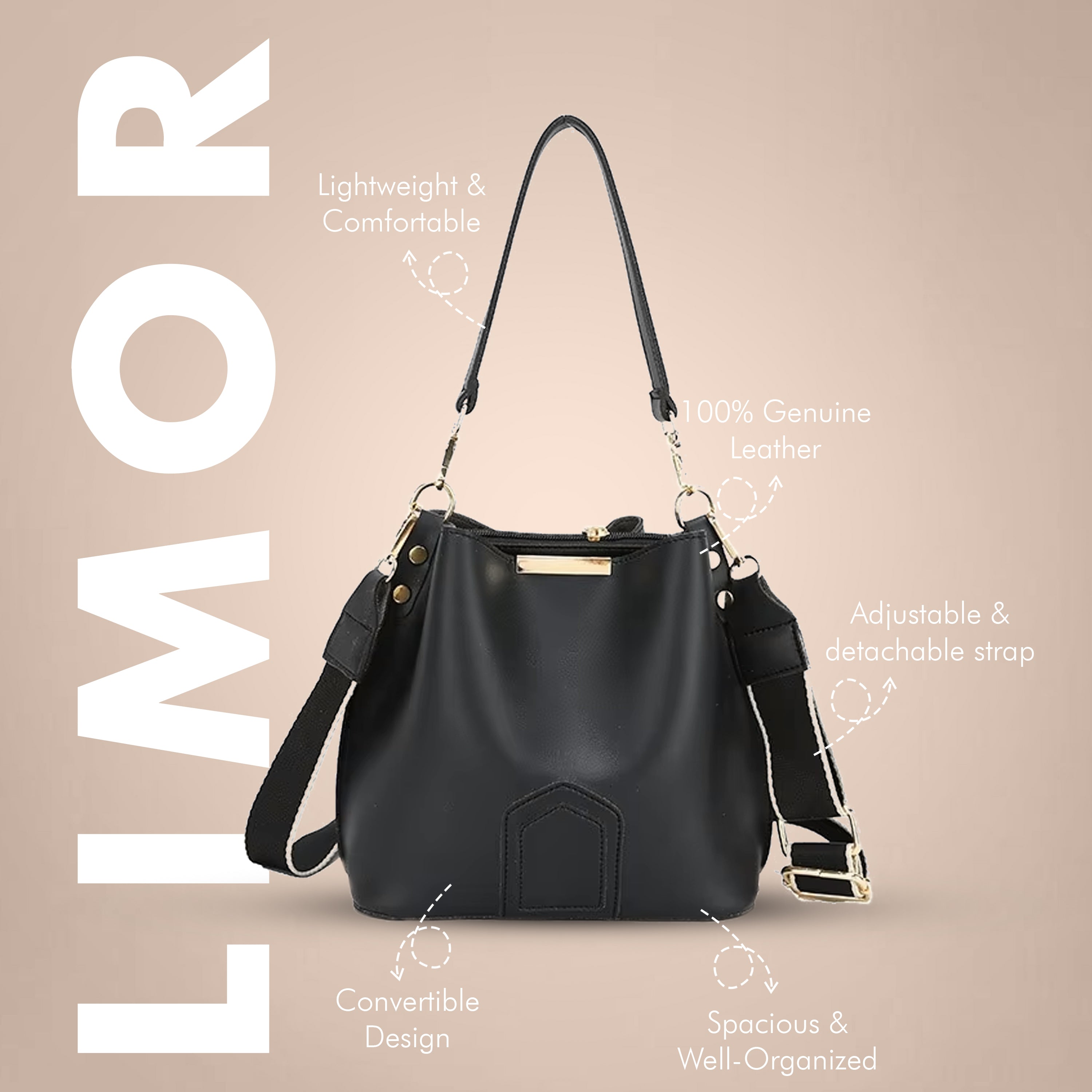Designer Leather Bucket Bag