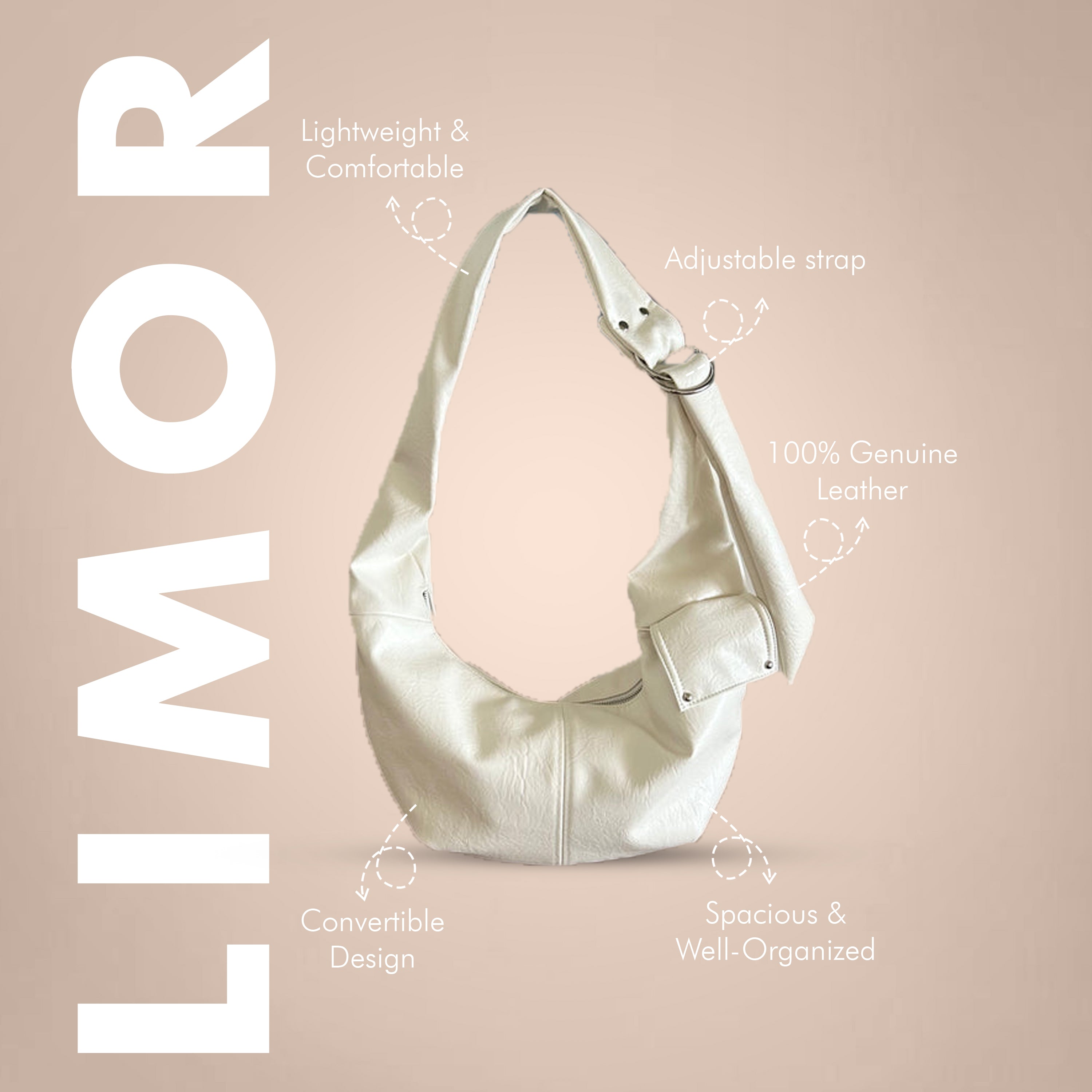 Metal Buckle Curved Hobo Bag