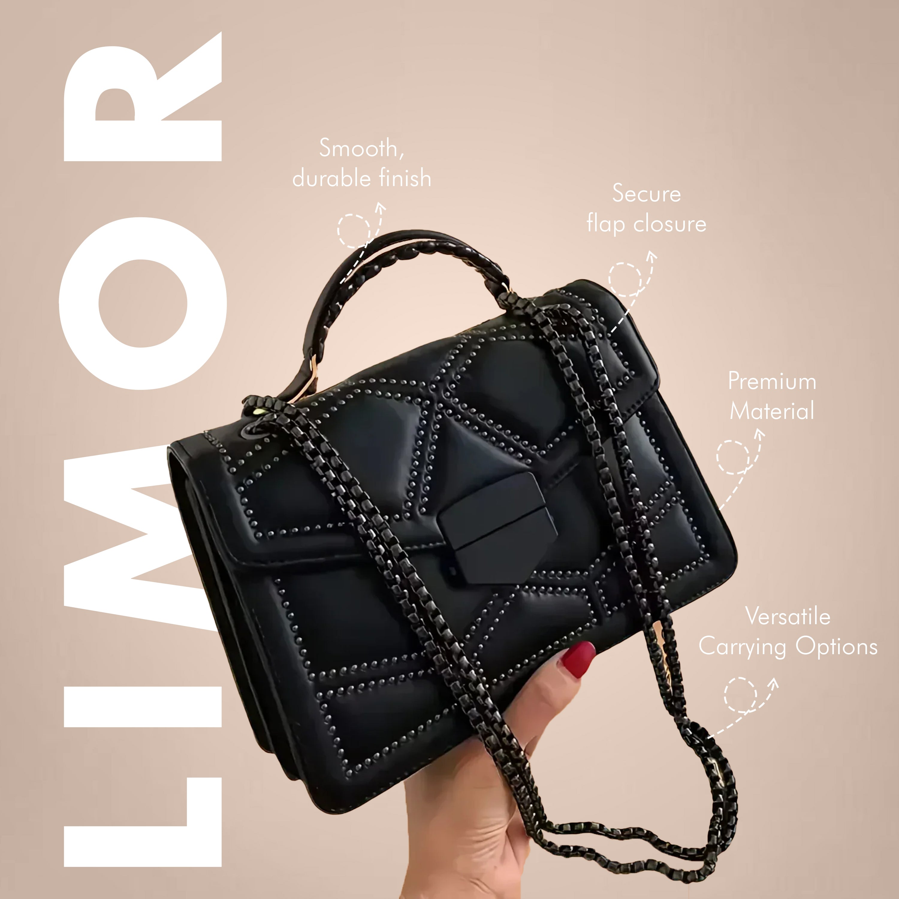 Rivet single shoulder chain small square bag