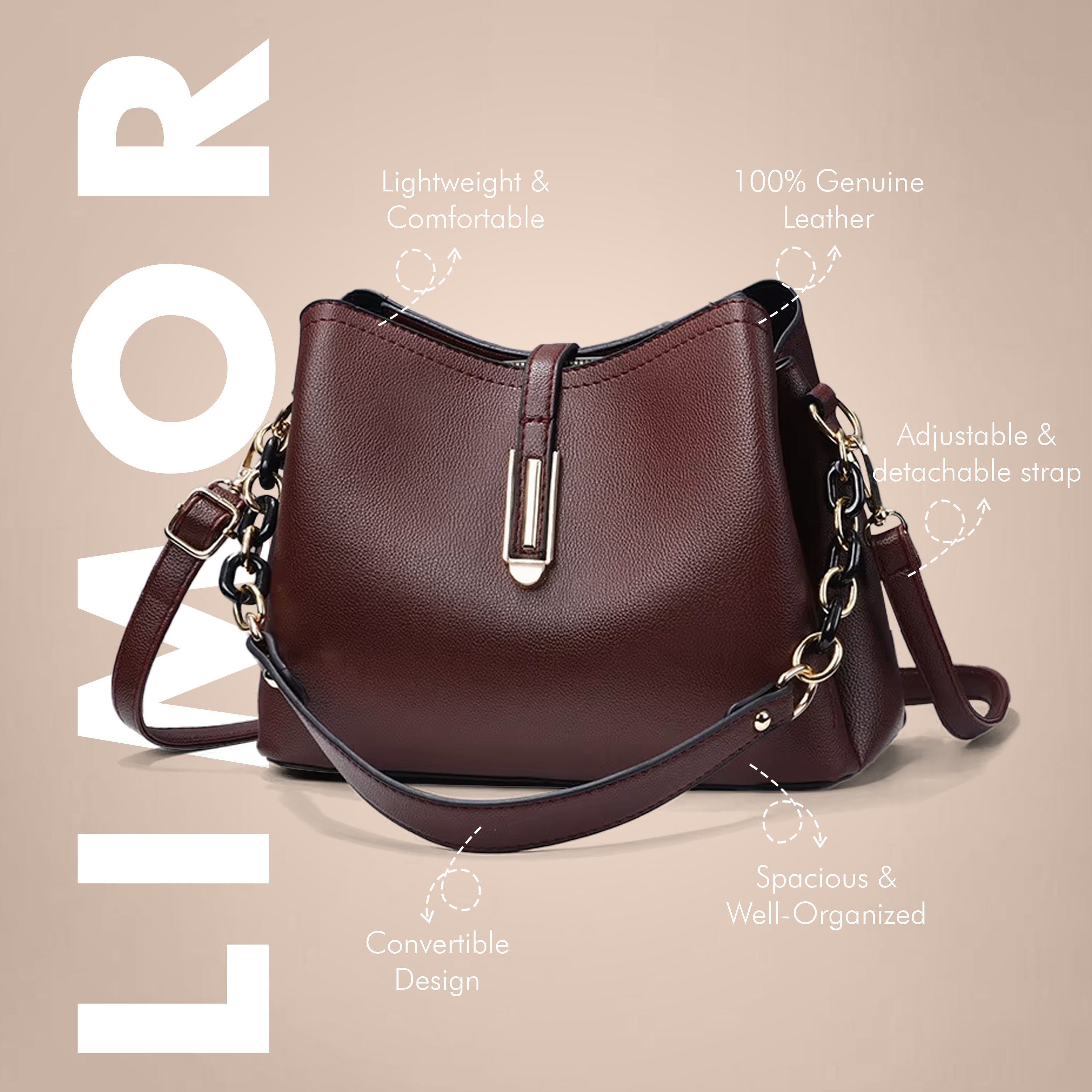 Luxury Black Shoulder Bag – Stylish Leather Handbag for Women