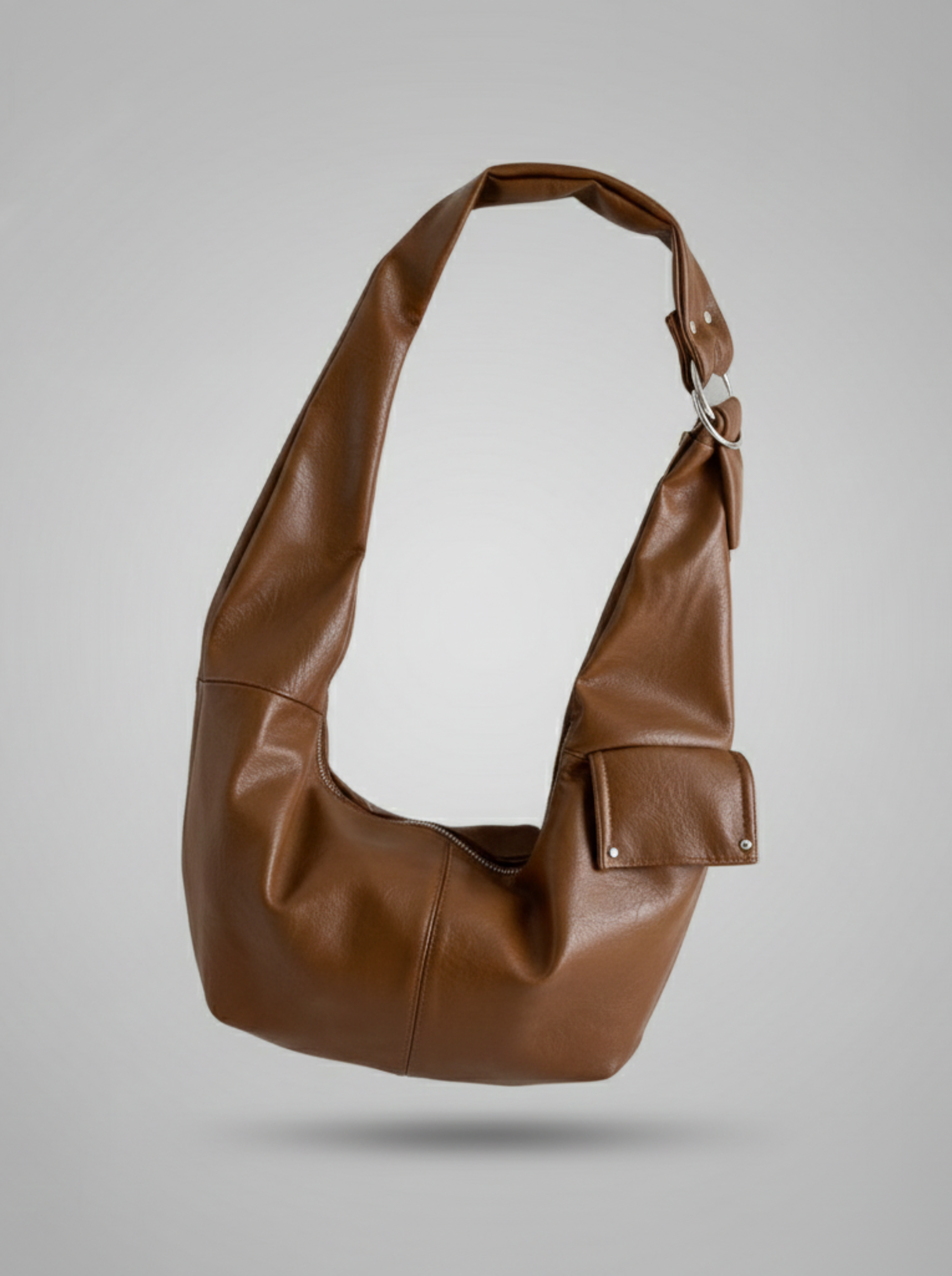 Metal Buckle Curved Hobo Bag