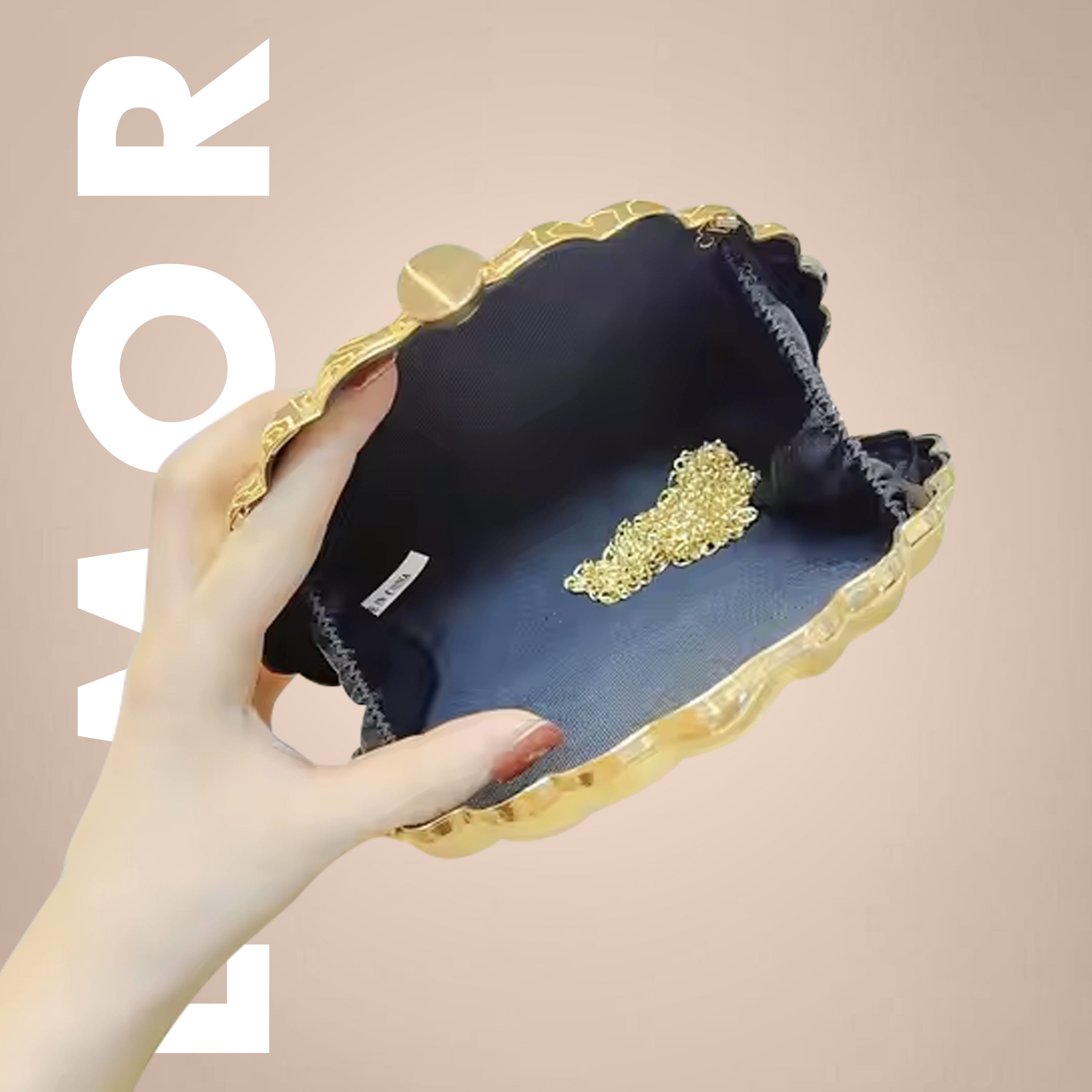 Golden Shell Clutch – Luxury Gold Evening Bag for Elegant Women