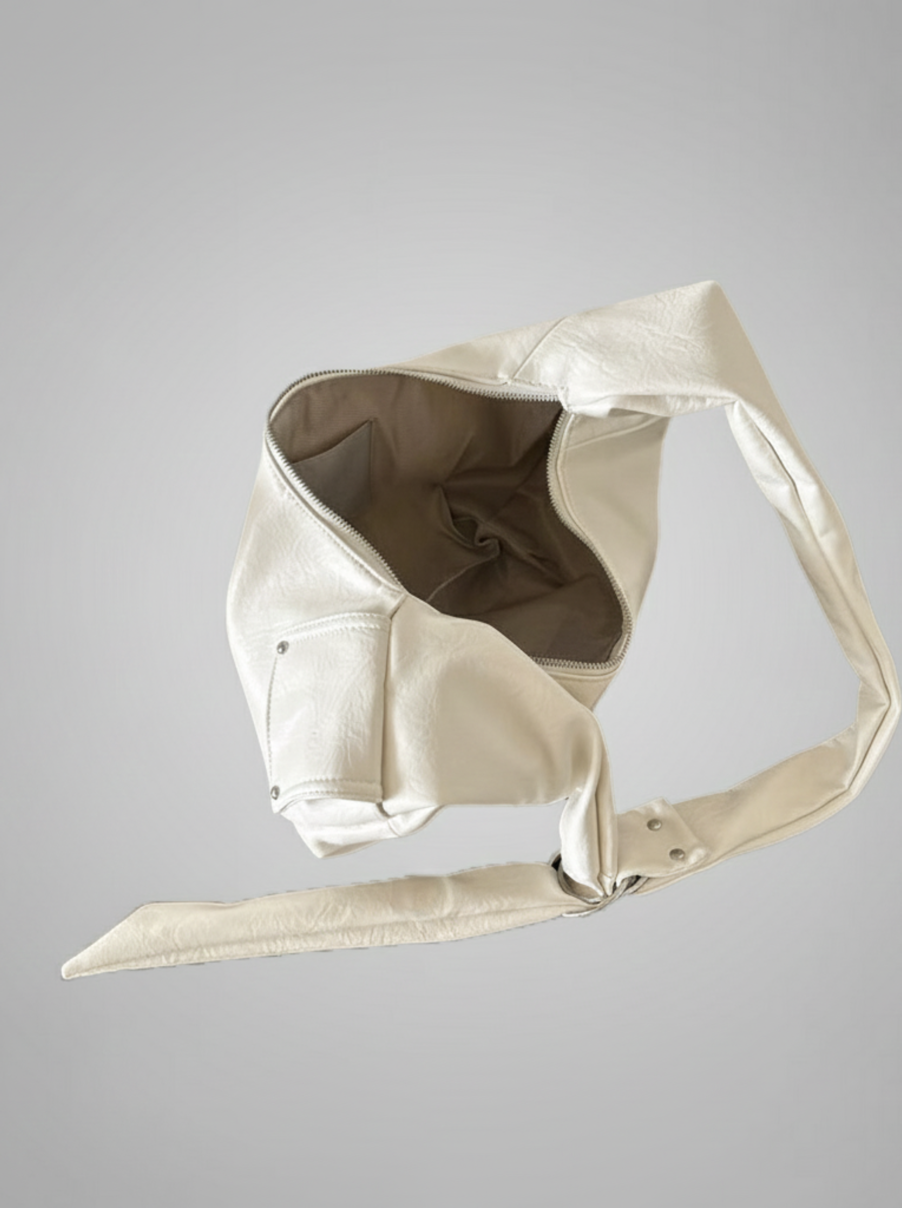 Metal Buckle Curved Hobo Bag