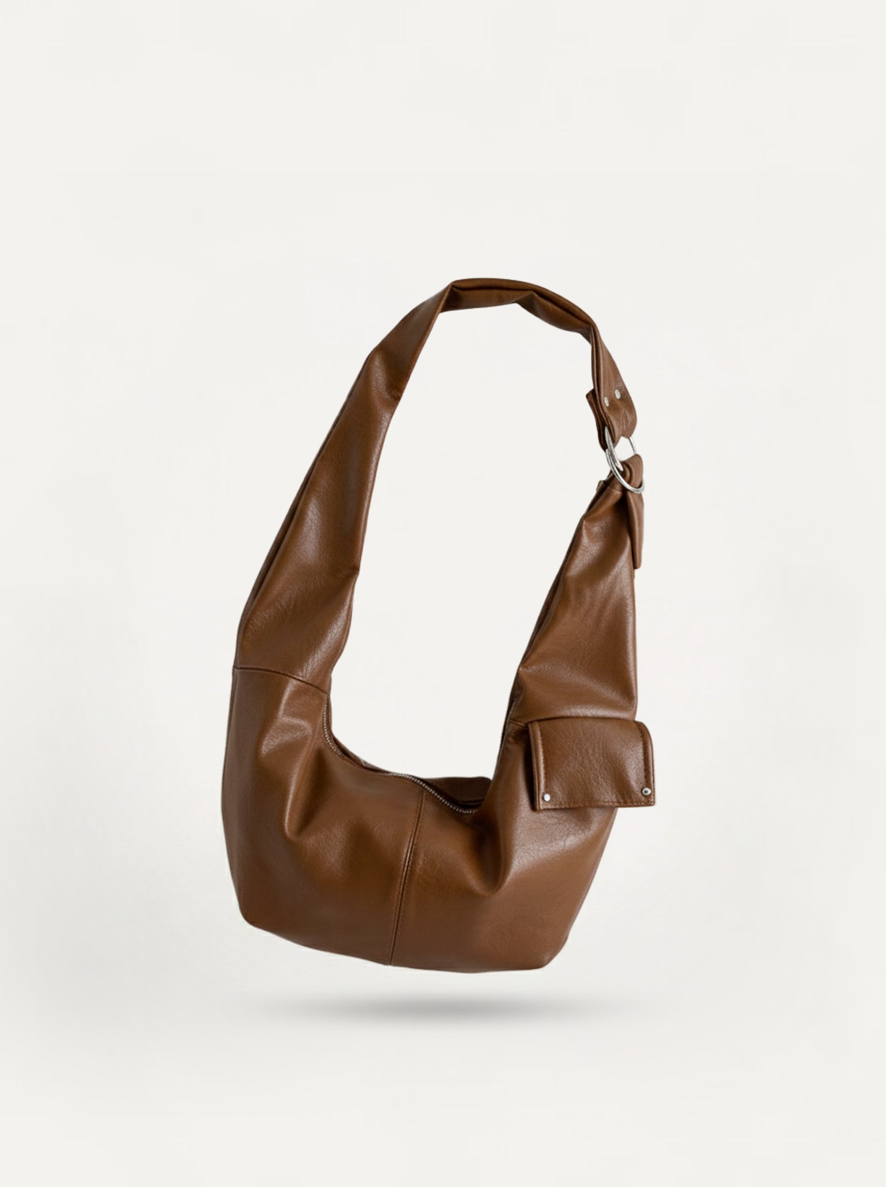 Metal Buckle Curved Hobo Bag