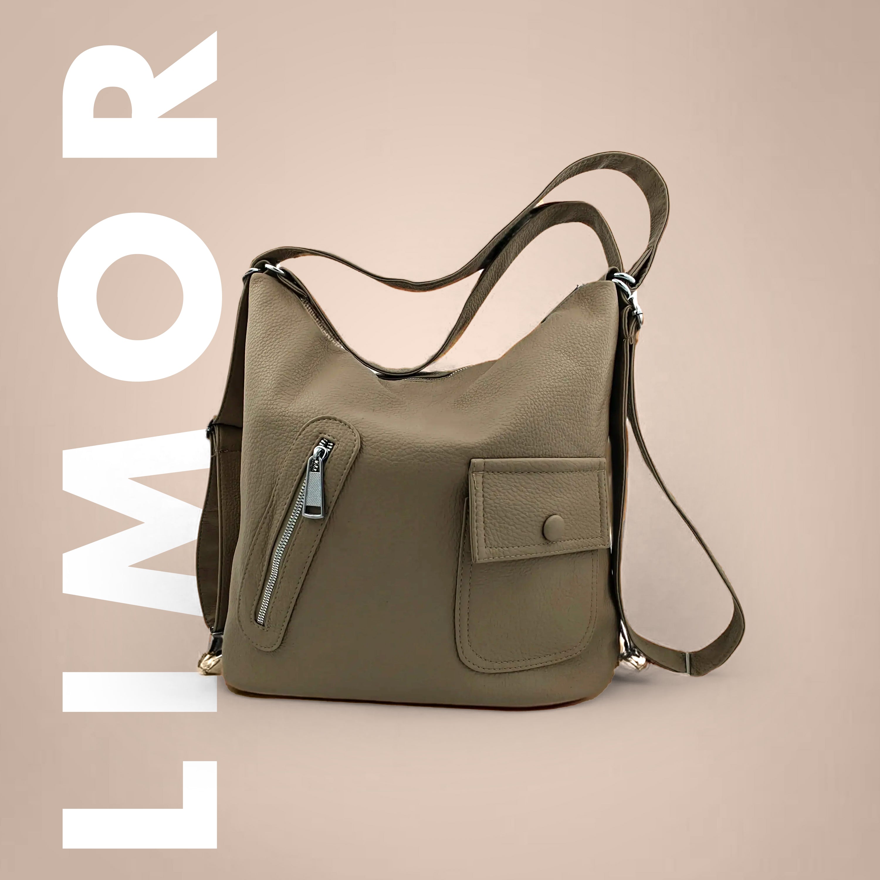 Limor Genuine Leather Luxury Women Tote Bags And Bagpack Front Pocket