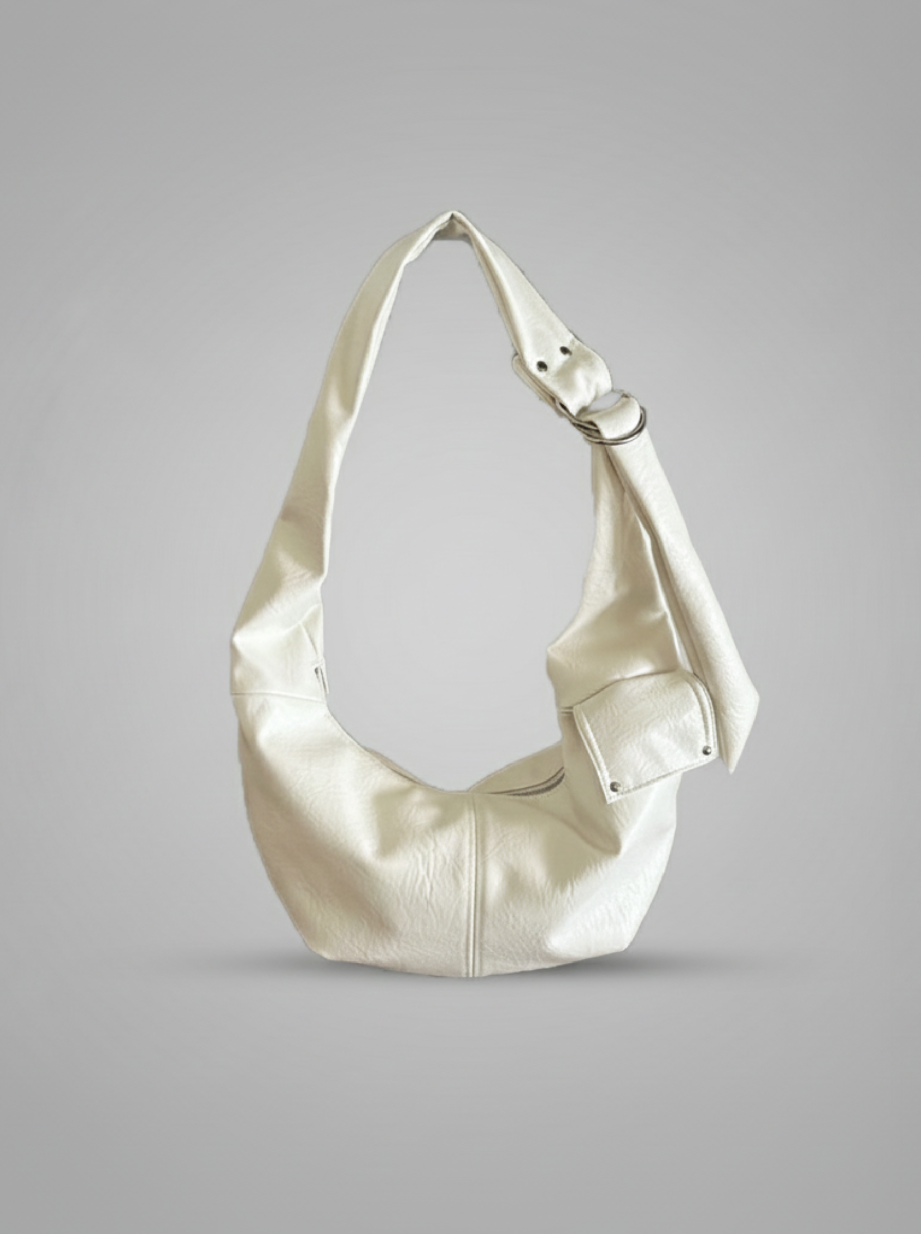 Metal Buckle Curved Hobo Bag