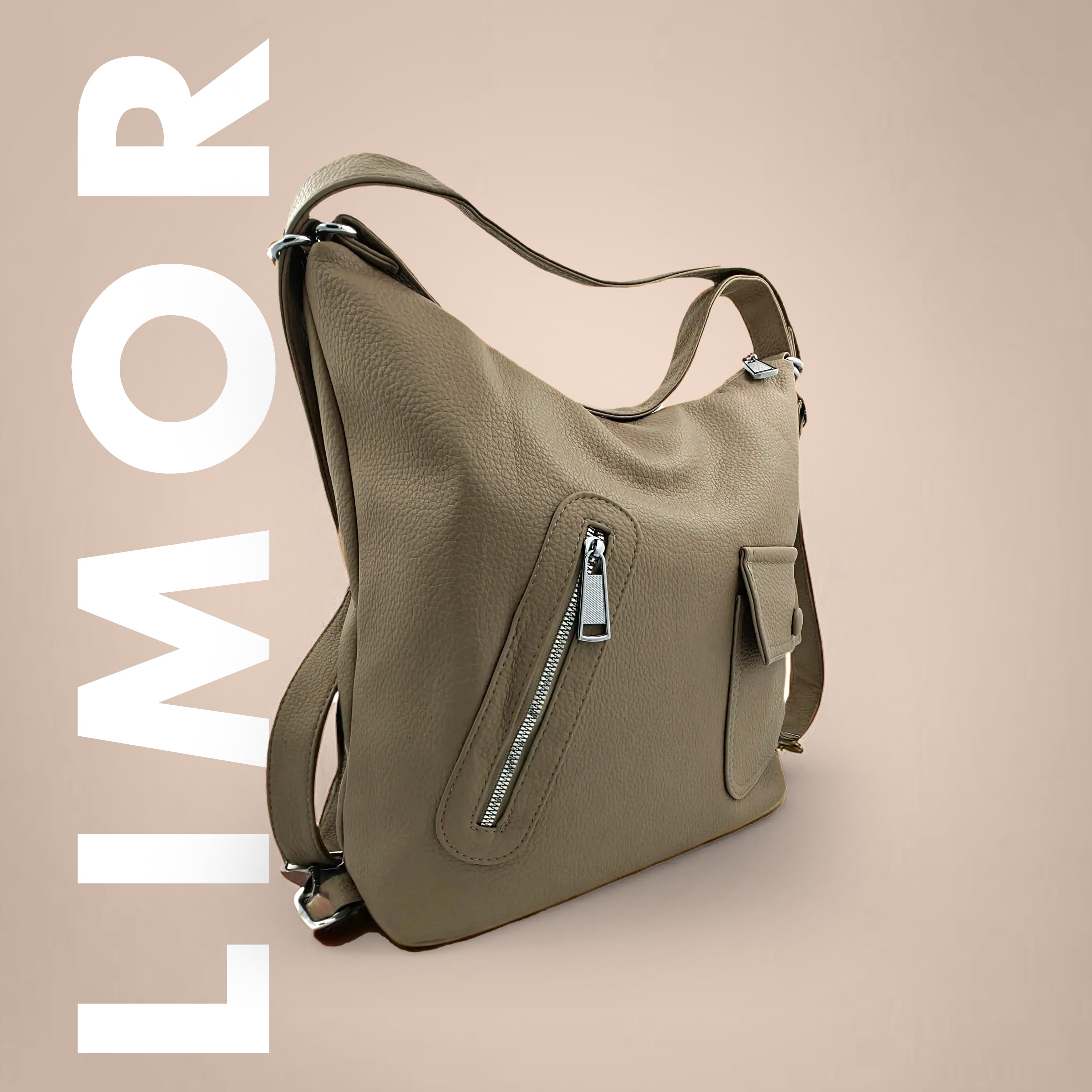 Limor Genuine Leather Luxury Women Tote Bags And Bagpack Front Pocket