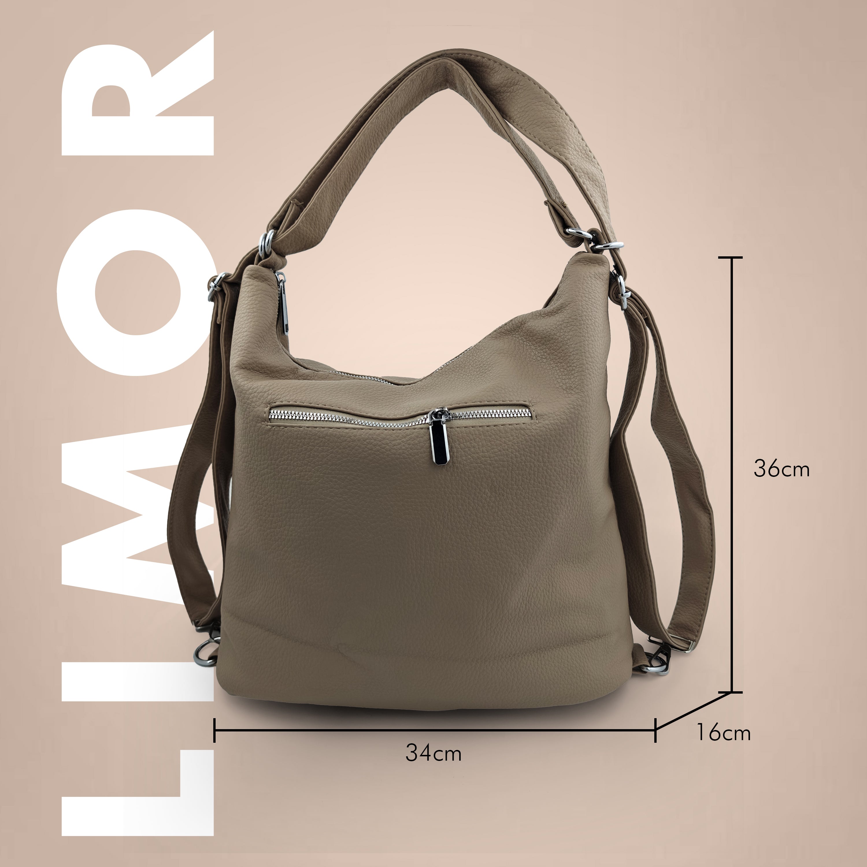 Limor Genuine Leather Luxury Women Tote Bags And Bagpack Front Pocket