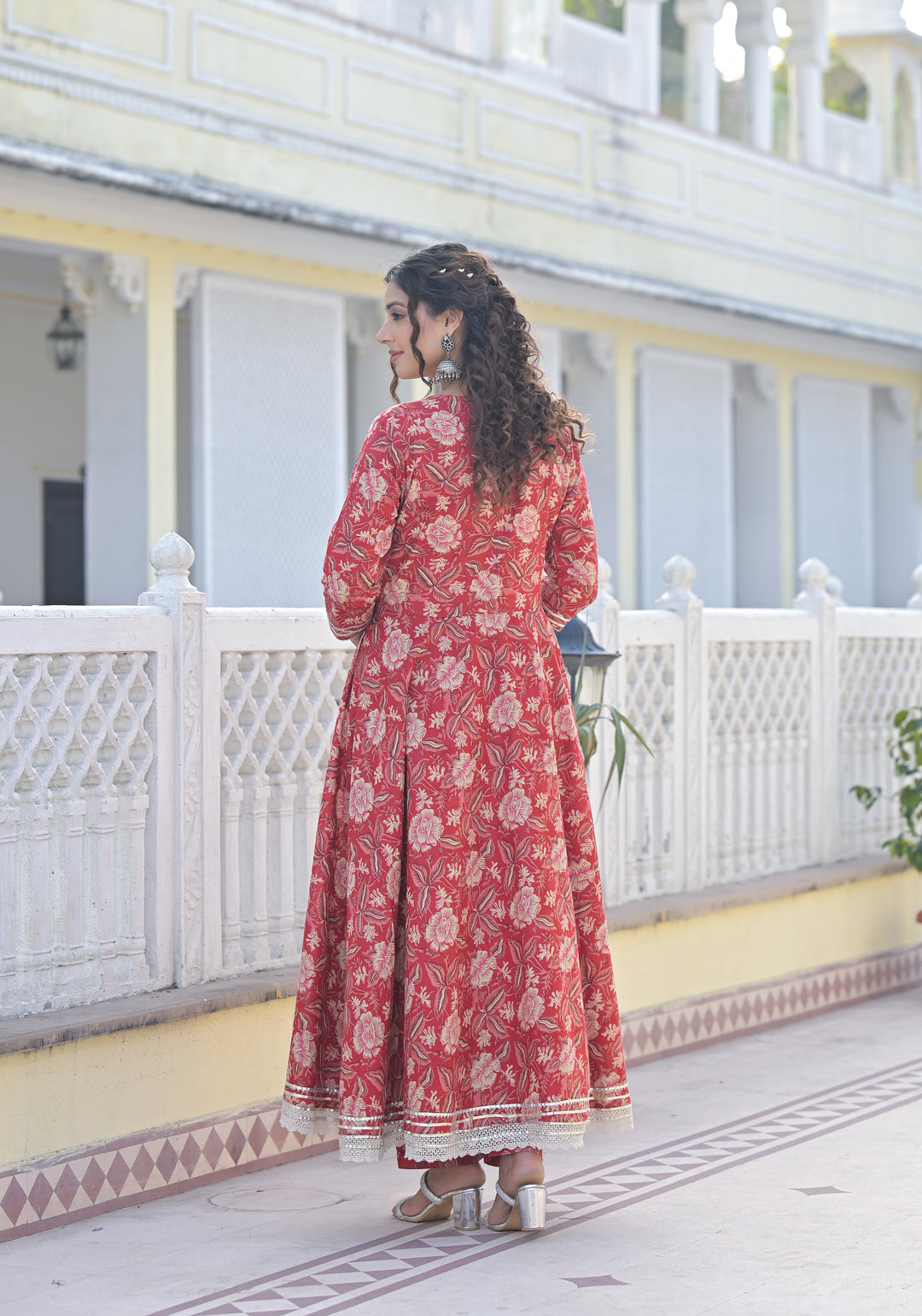 Crimson Premium Cotton Anarkali Suit Set